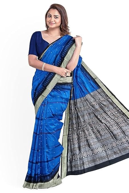 Handmade Pure Bomkai Silk Saree Khandua Natural Silk Ikkat Sambalpuri Saree For Women/Ethnic Wear/Traditonal Saree/Handloom Saree With Regular Fit Blouse Piece - Saree by Utkal Handlooms