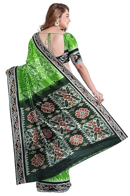 Odisha Sambalpuri Handloom Ikat Women's Cotton Saree, Utkal Handloom Handmade Pure Cotton Khandua Saree, Ikkat Orissa Traditional Handloom Saree without Blouse - Saree by Utkal Handlooms