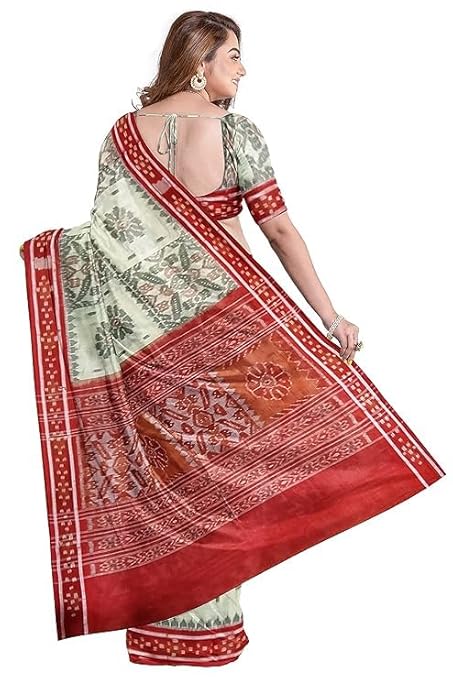 Odisha Sambalpuri Handloom Ikat Women's Cotton Saree, Utkal Handloom Handmade Pure Cotton Khandua Saree, Ikkat Orissa Traditional Handloom Saree without Blouse - Saree by Utkal Handlooms