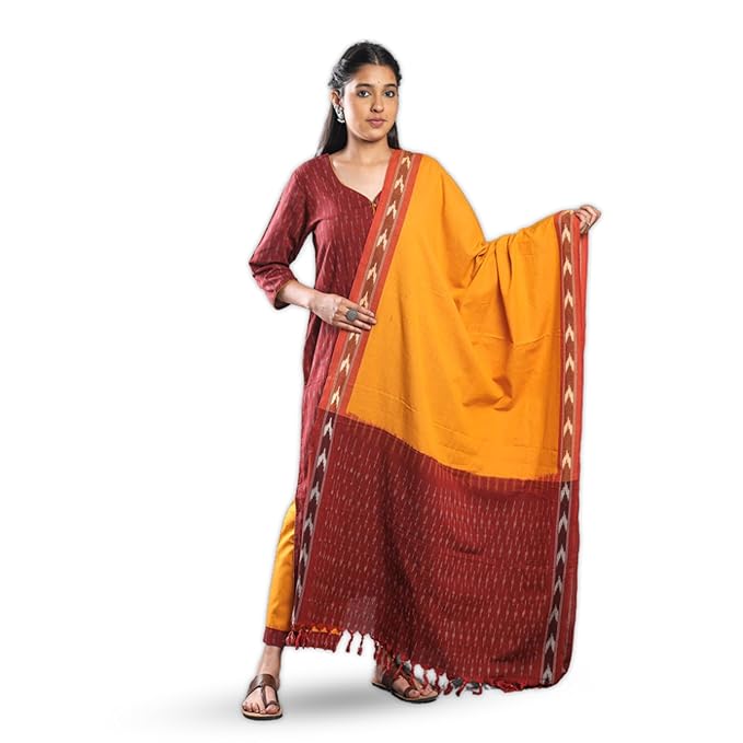 Odisha Sambalpuri Handloom unstitched salwar suit for women Women's Ikat Cotton Ethnic Dress Material - By Utkal Handlooms - Dress Material by Utkal Handlooms