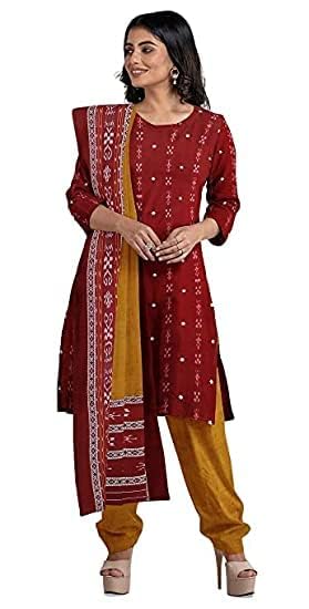Odisha Sambalpuri Handloom Women's Ikat Cotton Ethnic Dress Material Set Unstitched salwar suit for Women's - By Utkal Handlooms - Dress Material by Utkal Handlooms