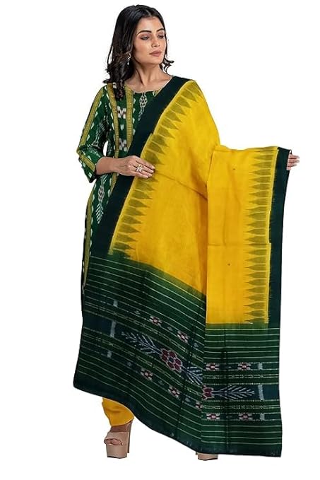 Odisha Sambalpuri Handloom Women's Ikat Cotton Ethnic Dress Material Set Unstitched salwar suit for Women's - By Utkal Handlooms - Dress Material by Utkal Handlooms