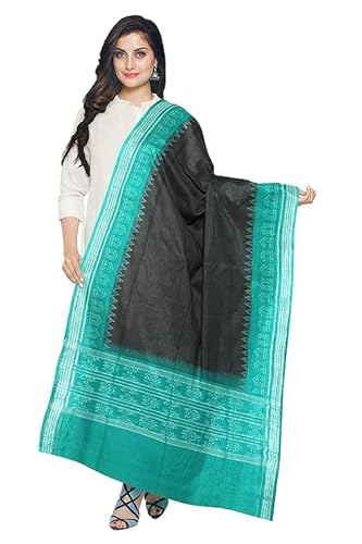 Odisha Sambalpuri Handloom Cotton Dupatta with weaving and Ikat woven border from the Weavers of Odisha Temple Border & Stole For Girls & Women - Dupattas by Utkal Handlooms