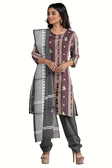 Odisha Sambalpuri Handloom Cotton Dupatta with weaving and Ikat woven border from the Weavers of Odisha Temple Border & Stole For Girls & Women (Multicolor 26, 2.5 Meter) - Dupattas by Utkal Handlooms