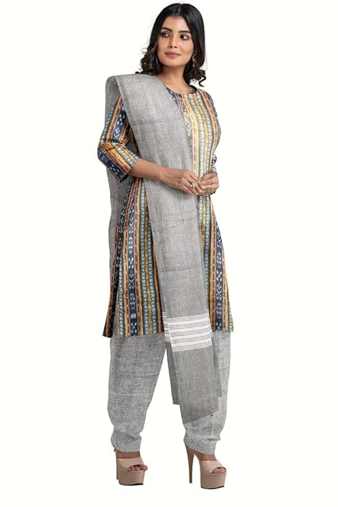 Odisha Sambalpuri Handloom Cotton Dupatta with weaving and Ikat woven border from the Weavers of Odisha Temple Border & Stole For Girls & Women (Multicolor 1, 2.5 Meter) - Dupattas by Utkal Handlooms
