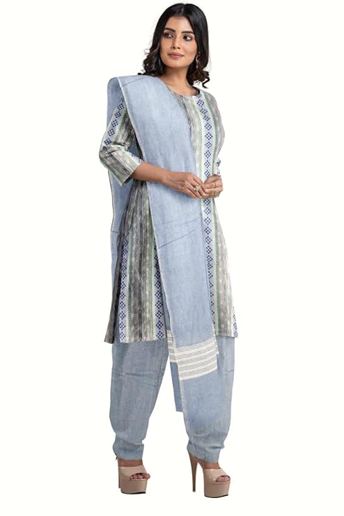 Odisha Sambalpuri Handloom Cotton Dupatta with weaving and Ikat woven border from the Weavers of Odisha Temple Border & Stole For Girls & Women (Multicolor 27, 2.5 Meter) - Dupattas by Utkal Handlooms