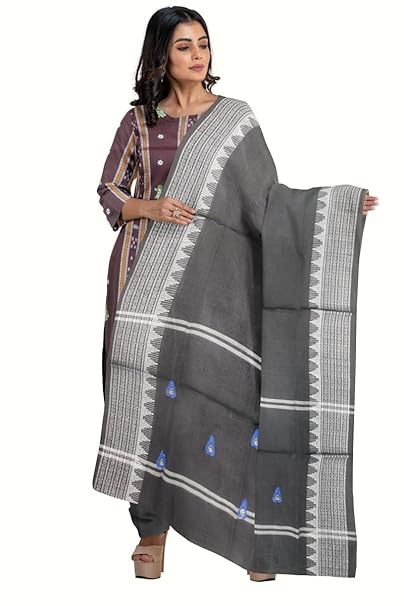 Odisha Sambalpuri Handloom Cotton Dupatta with weaving and Ikat woven border from the Weavers of Odisha Temple Border & Stole For Girls & Women (Multicolor 21, 2.5 Meter) - Dupattas by Utkal Handlooms