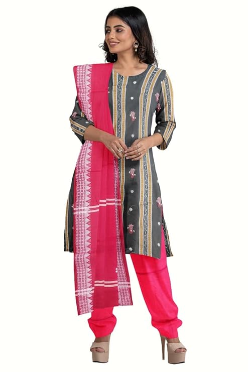 Odisha Sambalpuri Handloom Cotton Dupatta with weaving and Ikat woven border from the Weavers of Odisha Temple Border & Stole For Girls & Women (Multicolor 19, 2.5 Meter) - Dupattas by Utkal Handlooms