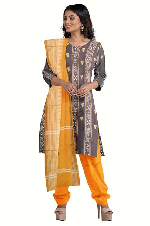 Odisha Sambalpuri Handloom Cotton Dupatta with weaving and Ikat woven border from the Weavers of Odisha Temple Border & Stole For Girls & Women (Multicolor 8, 2.5 Meter) - Dupattas by Utkal Handlooms
