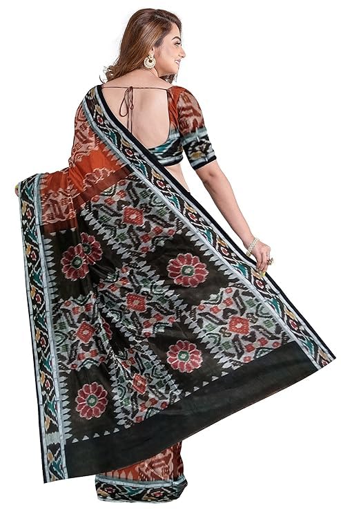 Odisha Sambalpuri Handloom Ikat Women's Cotton Saree, Utkal Handloom Handmade Pure Cotton Khandua Saree, Ikkat Orissa Traditional Handloom Saree without Blouse - Saree by Utkal Handlooms