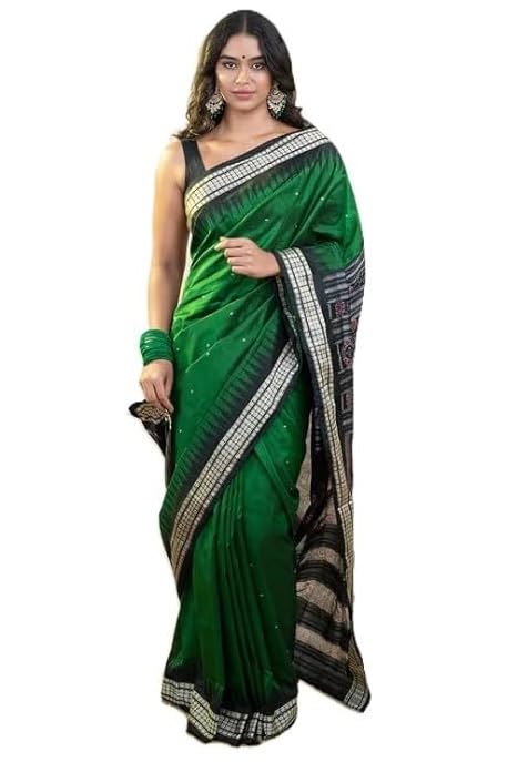 Utkal Handloom Handmade Pure Bomkai Silk Saree Khandua Natural Silk Ikkat Sambalpuri Saree For Women/Ethnic Wear/Traditonal Saree/Handloom Saree With Regular Fit Blouse Piece - Saree by Utkal Handlooms