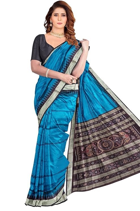 Utkal Handloom Handmade Pure Bomkai Silk Saree Khandua Natural Silk Ikkat Sambalpuri Saree For Women/Ethnic Wear/Traditonal Saree/Handloom Saree With Regular Fit Blouse Piece - Saree by Utkal Handlooms