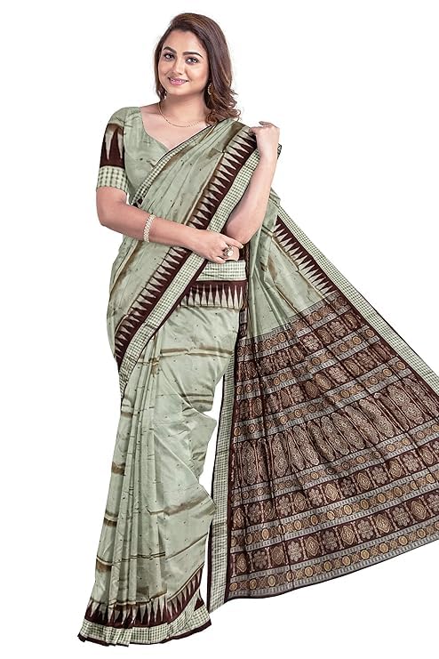 Handmade Pure Bomkai Silk Saree Khandua Natural Silk Ikkat Sambalpuri Saree For Women/Ethnic Wear/Traditonal Saree/Handloom Saree With Regular Fit Blouse Piece - Saree