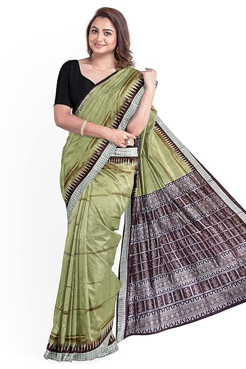Handmade Pure Bomkai Silk Saree Khandua Natural Silk Ikkat Sambalpuri Saree For Women/Ethnic Wear/Traditonal Saree/Handloom Saree With Regular Fit Blouse Piece - Saree