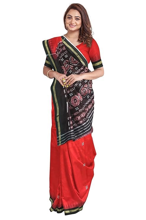 Odisha Sambalpuri Handloom Ikat Women Cotton Saree, Utkal Handloom Handmade Pure Cotton Khandua Saree, Ikkat Orissa Traditional Handloom Saree Without Blouse EMS4 - Saree