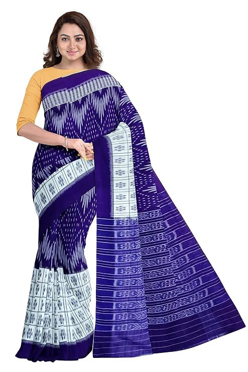 Odisha Sambalpuri Handloom Ikat Women Cotton Saree, Utkal Handloom Handmade Pure Cotton Khandua Saree, Ikkat Orissa Traditional Handloom Saree Without Blouse EMS6 - Saree
