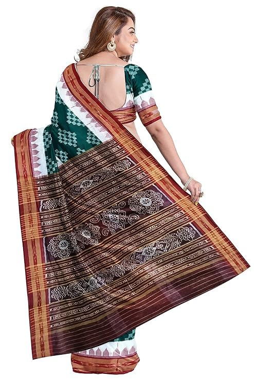 Odisha Sambalpuri Handloom Ikat Women Cotton Saree, Odisha Handloom Handmade Pure Cotton Khandua Saree, Ikkat Orissa Traditional Handloom Saree Without Blouse EMS14 - Saree