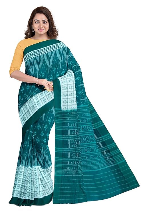 Odisha Sambalpuri Handloom Ikat Women Cotton Saree, Odisha Handloom Handmade Pure Cotton Khandua Saree, Ikkat Orissa Traditional Handloom Saree Without Blouse EMS16 - Saree