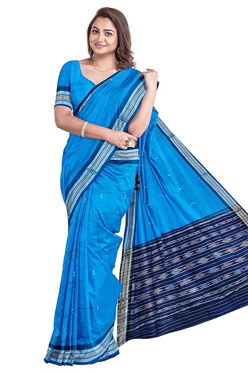 Odisha Sambalpuri Handloom Ikat Women Cotton Saree, Odisha Handloom Handmade Pure Cotton Khandua Saree, Ikkat Orissa Traditional Handloom Saree Without Blouse EMS18 - Saree