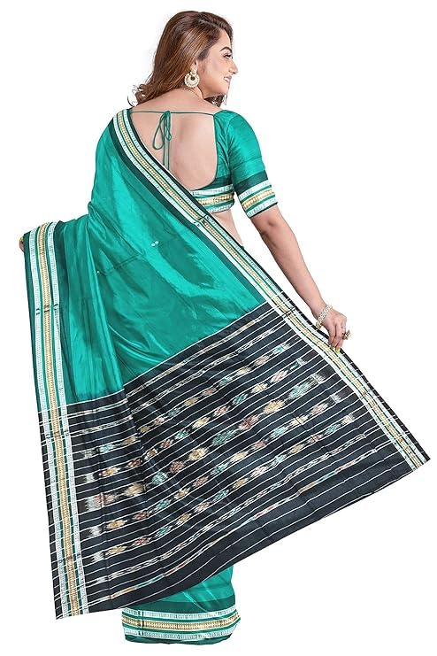 Odisha Sambalpuri Handloom Ikat Women Cotton Saree, Utkal Handloom Handmade Pure Cotton Khandua Saree, Ikkat Orissa Traditional Handloom Saree Without Blouse EMS24 - Saree