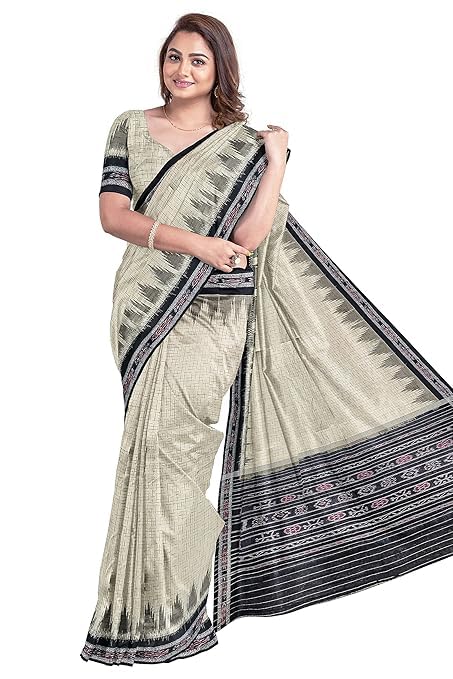 Odisha Sambalpuri Handloom Ikat Women Cotton Saree, Utkal Handloom Handmade Pure Cotton Khandua Saree, Ikkat Orissa Traditional Handloom Saree Without Blouse EMS30 - Saree
