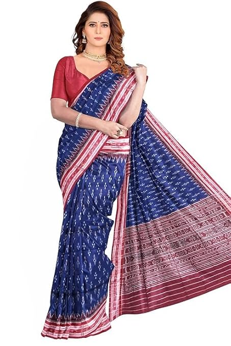 Odisha Sambalpuri Handloom Ikat Women Cotton Saree, Odisha Handloom Handmade Pure Cotton Khandua Saree, Ikkat Orissa Traditional Handloom Saree Without Blouse EMS37 - Saree