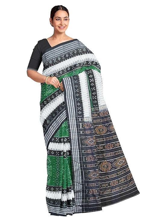 Odisha Sambalpuri Handloom Ikat Women Cotton Saree, Odisha Handloom Handmade Pure Cotton Khandua Saree, Ikkat Orissa Traditional Handloom Saree Without Blouse EMS51 - Saree