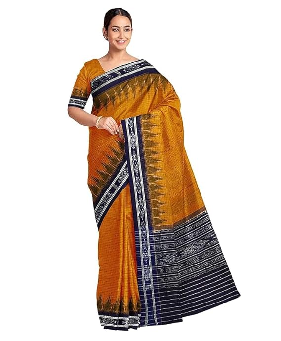 Odisha Sambalpuri Handloom Ikat Women Cotton Saree, Odisha Handloom Handmade Pure Cotton Khandua Saree, Ikkat Orissa Traditional Handloom Saree Without Blouse EMS62 - Saree