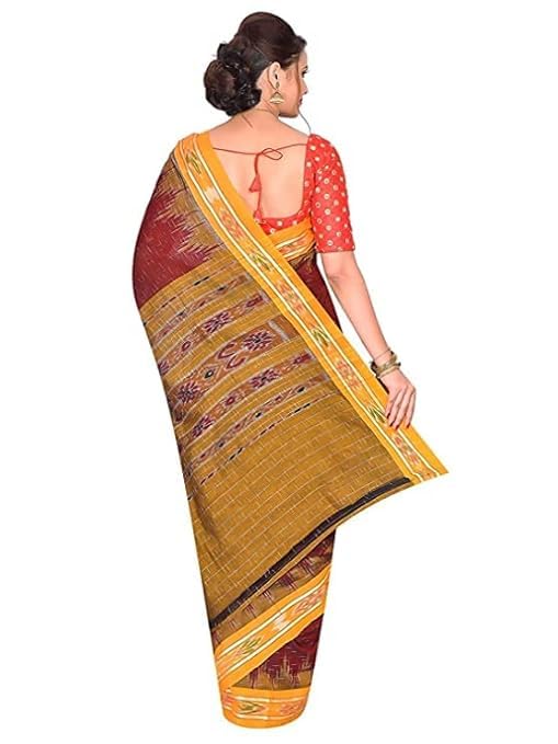 Odisha Sambalpuri Handloom Ikat Women Cotton Saree, Odisha Handloom Handmade Pure Cotton Khandua Saree, Ikkat Orissa Traditional Handloom Saree Without Blouse EMS68 - Saree