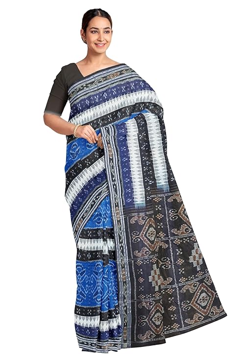 Odisha Sambalpuri Handloom Ikat Women Cotton Saree, Odisha Handloom Handmade Pure Cotton Khandua Saree, Ikkat Orissa Traditional Handloom Saree Without Blouse EMS70 - Saree
