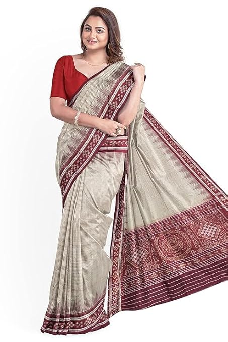 Odisha Sambalpuri Handloom Ikat Women Cotton Saree, Odisha Handloom Handmade Pure Cotton Khandua Saree, Ikkat Orissa Traditional Handloom Saree Without Blouse EMS77 - Saree
