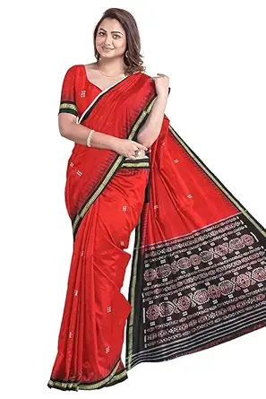 Odisha Sambalpuri Handloom Ikat Women Cotton Saree, Odisha Handloom Handmade Pure Cotton Khandua Saree, Ikkat Orissa Traditional Handloom Saree Without Blouse EMS79 - Saree