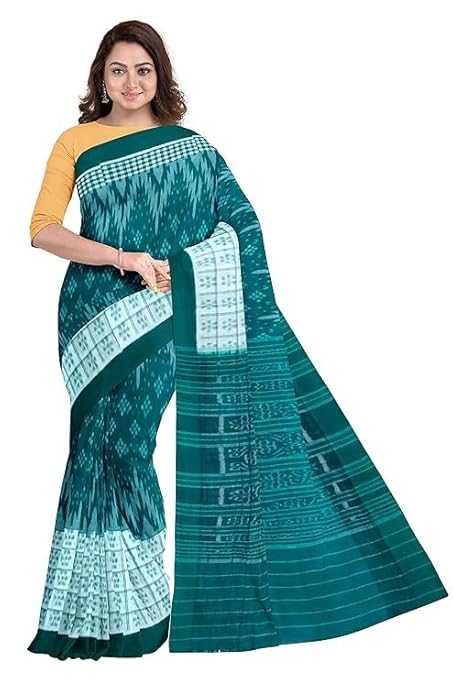 Odisha Sambalpuri Handloom Ikat Women Cotton Saree, Odisha Handloom Handmade Pure Cotton Khandua Saree, Ikkat Orissa Traditional Handloom Saree Without Blouse EMS91 - Saree