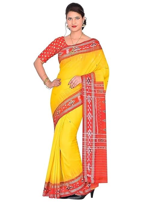 Odisha Sambalpuri Handloom Ikat Women Cotton Saree, Odisha Handloom Handmade Pure Cotton Khandua Saree, Ikkat Orissa Traditional Handloom Saree Without Blouse EMS101 - Saree