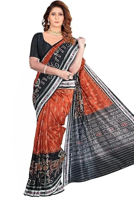 Odisha Sambalpuri Handloom Ikat Women Cotton Khandua Saree, Ikkat Orissa Traditional Handloom Saree Without Blouse EMS102 - Saree