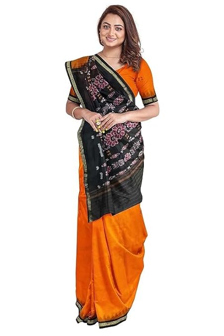 Odisha Sambalpuri Handloom Ikat Women Cotton Saree, Odisha Handloom Handmade Pure Cotton Khandua Saree, Ikkat Orissa Traditional Handloom Saree Without Blouse EMS109 - Saree