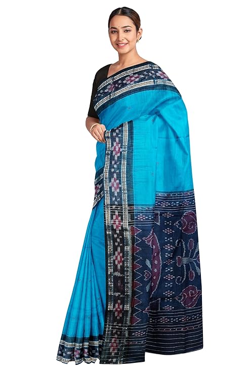 Odisha Sambalpuri Handloom Ikat Women Cotton Saree, Odisha Handloom Handmade Pure Cotton Khandua Saree, Ikkat Orissa Traditional Handloom Saree Without Blouse EMS113 - Saree