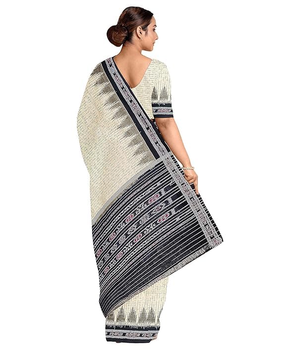 Odisha Sambalpuri Handloom Ikat Women Cotton Saree, Odisha Handloom Handmade Pure Cotton Khandua Saree, Ikkat Orissa Traditional Handloom Saree Without Blouse EMS118 - Saree