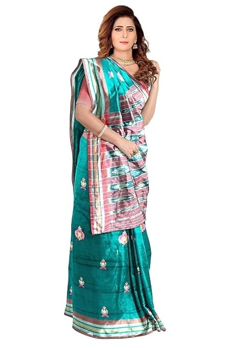Odisha Sambalpuri Handloom Ikat Women Cotton Saree, Odisha Handloom Handmade Pure Cotton Khandua Saree, Ikkat Orissa Traditional Handloom Saree Without Blouse EMS120 - Saree