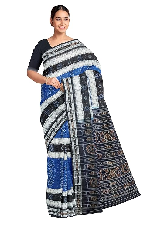 Odisha Sambalpuri Handloom Ikat Women Cotton Saree, Odisha Handloom Handmade Pure Cotton Khandua Saree, Ikkat Orissa Traditional Handloom Saree Without Blouse EMS124 - Saree