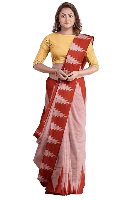 Odisha Sambalpuri Handloom Ikat Women Cotton Saree, Odisha Handloom Handmade Pure Cotton Khandua Saree, Ikkat Orissa Traditional Handloom Saree Without Blouse EMS128 - Saree