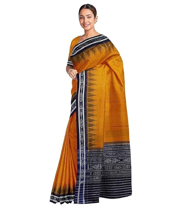 Odisha Sambalpuri Handloom Ikat Women Cotton Saree, Odisha Handloom Handmade Pure Cotton Khandua Saree, Ikkat Orissa Traditional Handloom Saree Without Blouse EMS129 - Saree