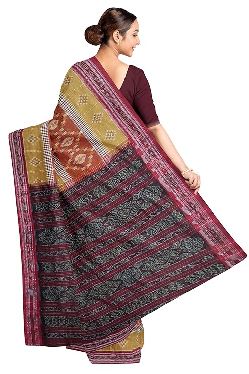 Odisha Sambalpuri Handloom Ikat Women Cotton Saree, Odisha Handloom Handmade Pure Cotton Khandua Saree, Ikkat Orissa Traditional Handloom Saree Without Blouse EMS134 - Saree