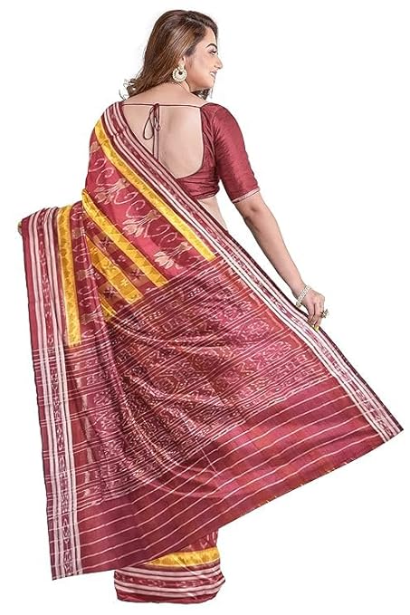 Odisha Sambalpuri Handloom Ikat Women Cotton Saree, Odisha Handloom Handmade Pure Cotton Khandua Saree, Ikkat Orissa Traditional Handloom Saree Without Blouse EMS138 - Saree