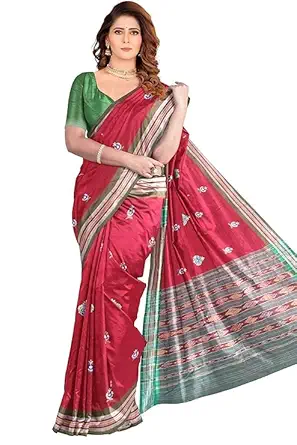 Odisha Sambalpuri Handloom Ikat Women Cotton Saree, Odisha Handloom Handmade Pure Cotton Khandua Saree, Ikkat Orissa Traditional Handloom Saree Without Blouse EMS149 - Saree