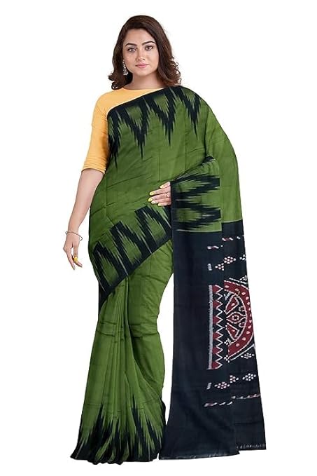 Odisha Sambalpuri Handloom Ikat Women Cotton Saree, Odisha Handloom Handmade Pure Cotton Khandua Saree, Ikkat Orissa Traditional Handloom Saree Without Blouse EMS150 - Saree