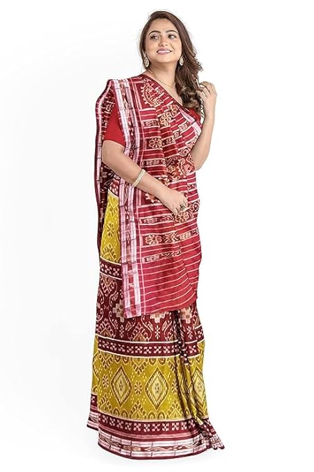 Odisha Sambalpuri Handloom Ikat Women Cotton Saree, Odisha Handloom Handmade Pure Cotton Khandua Saree, Ikkat Orissa Traditional Handloom Saree Without Blouse EMS152 - Saree