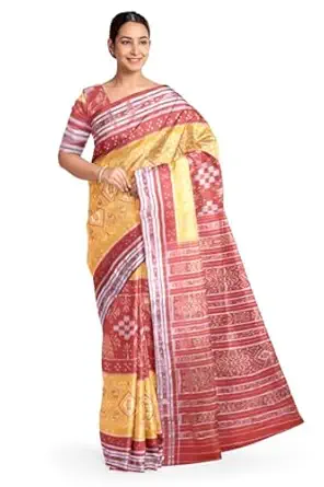 Odisha Sambalpuri Handloom Ikat Women Cotton Saree, Odisha Handloom Handmade Pure Cotton Khandua Saree, Ikkat Orissa Traditional Handloom Saree Without Blouse EMS165