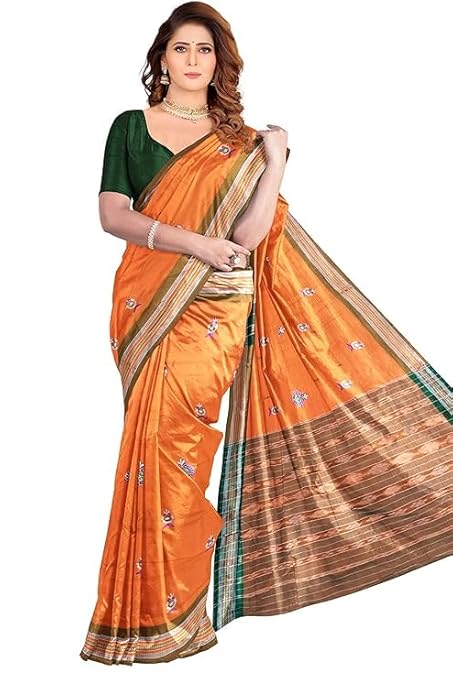 Odisha Sambalpuri Handloom Ikat Women Cotton Saree, Odisha Handloom Handmade Pure Cotton Khandua Saree, Ikkat Orissa Traditional Handloom Saree Without Blouse EMS171