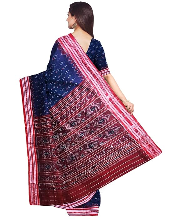 Odisha Sambalpuri Handloom Ikat Women Cotton Saree, Odisha Handloom Handmade Pure Cotton Khandua Saree, Ikkat Orissa Traditional Handloom Saree Without Blouse 100 - Saree by Utkal Handlooms